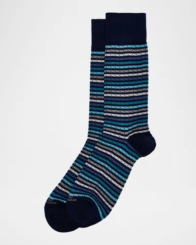Marcoliani Men & Apos;s Multicolor Stripe Cotton Crew Socks