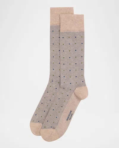 Marcoliani Men & Apos;s Pindot Mid-calf Crew Socks In Sand
