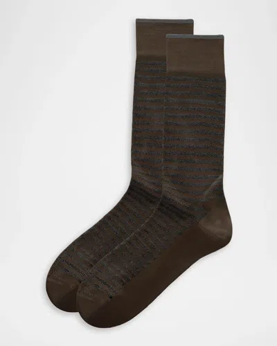 Marcoliani Men & Apos;s Stripe Mousse Crew Socks In Dark Brown