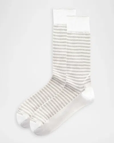 Marcoliani Men & Apos;s Stripe Mousse Crew Socks In Ice Grey