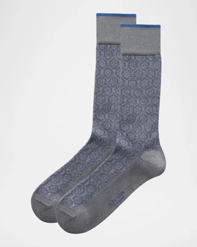 Marcoliani Men & Apos;s Vintage Hexagon Crew Socks In Asphalt