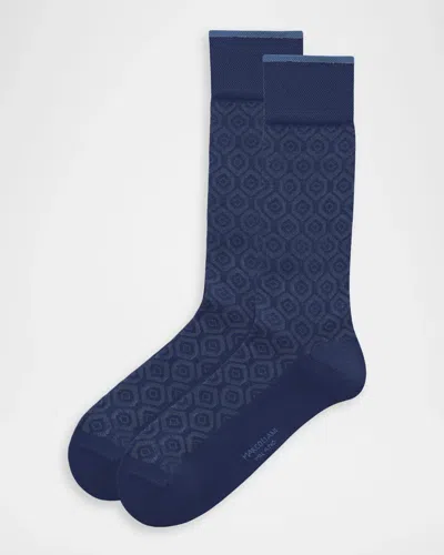 Marcoliani Men & Apos;s Vintage Hexagon Crew Socks In Navy