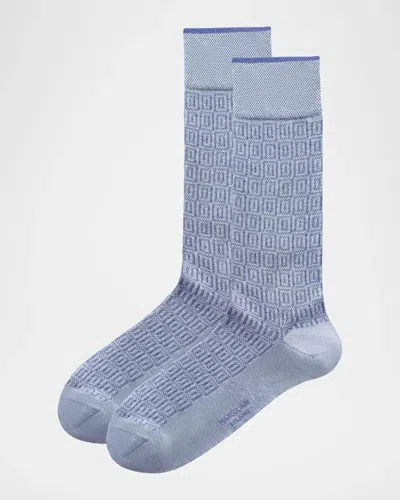 Marcoliani Men & Apos;s Window Jacquard Crew Socks In Light Blue