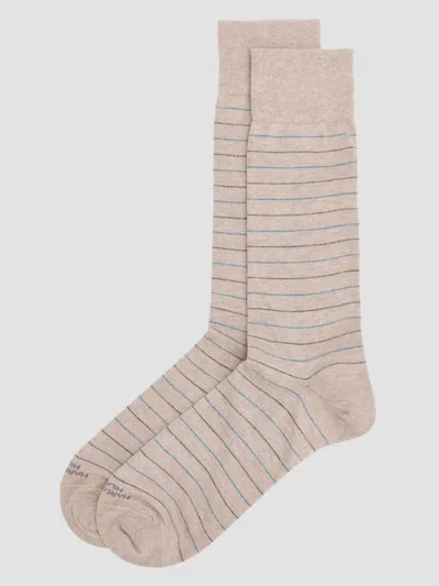 Marcoliani Men's City Striped Cotton-nylon Socks In Beige