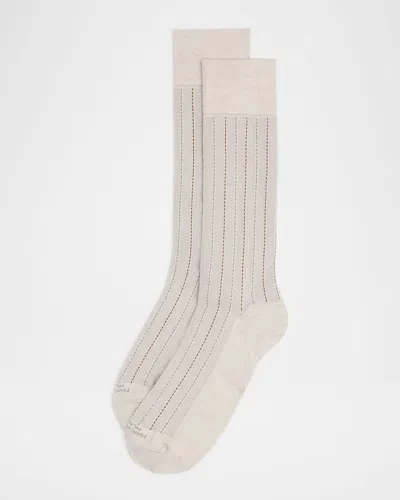 Marcoliani Men's Elegance Pique Crew Socks In Multi