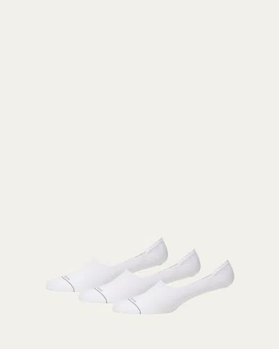 Marcoliani Men's Invisible Touch 3-pack No-show Cotton Socks In White