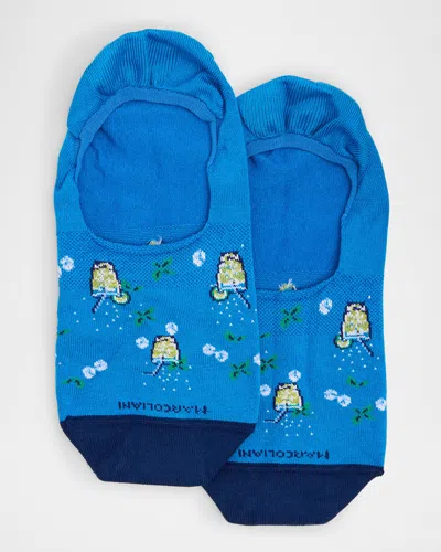 Marcoliani Men's Invisible Touch Mojito 2-pack No-show Socks In Blue