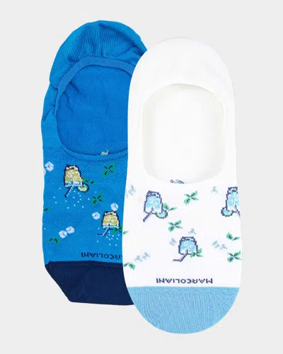 Marcoliani Men's Invisible Touch Mojito 2-pack No-show Socks In Multi