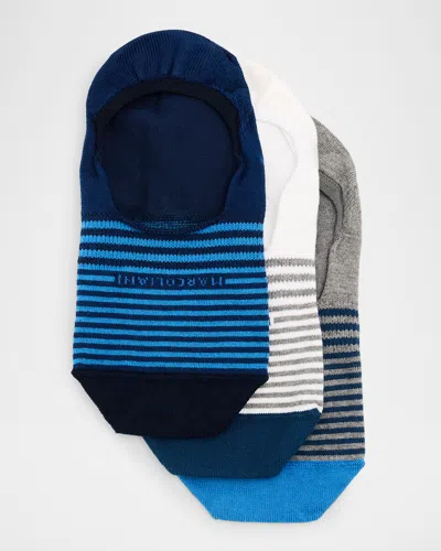 Marcoliani Men's Invisible Touch Pima Cotton 3-pack No-show Socks In Multi