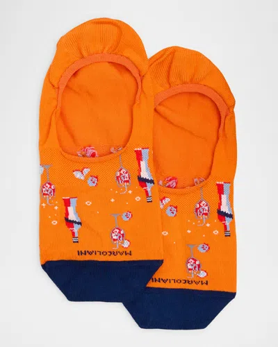 Marcoliani Men's Invisible Touch Spritz 2-pack No-show Socks In Orange