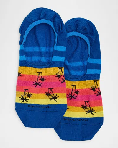 Marcoliani Men's Invisible Touch Wakiki Palm Stripe 2-pack No-show Socks In Assorted