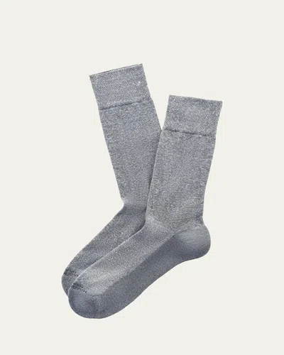 Marcoliani Men's Linen Blend Crew Socks In Gray