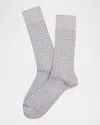 Marcoliani Men's Luxury Yarns Micro Dot Mid-calf Socks In 209 Ice Grey