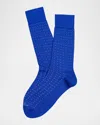Marcoliani Men's Luxury Yarns Micro Dot Mid-calf Socks In Blue