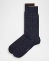 Marcoliani Men's Merino Wool Micro-woven Crew Socks In Blue