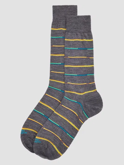 Marcoliani Men's Mixed Striped Wool-nylon Socks In Gray