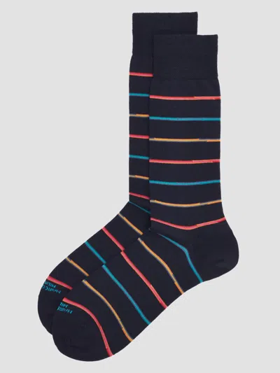 Marcoliani Men's Mixed Striped Wool-nylon Socks In Black