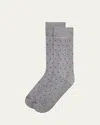 Marcoliani Men's Modal Cashmere Micro Polka Mid-calf Socks In 303 Silver Grey