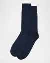 Marcoliani Men's Modal Cashmere Micro Polka Mid-calf Socks In Blue