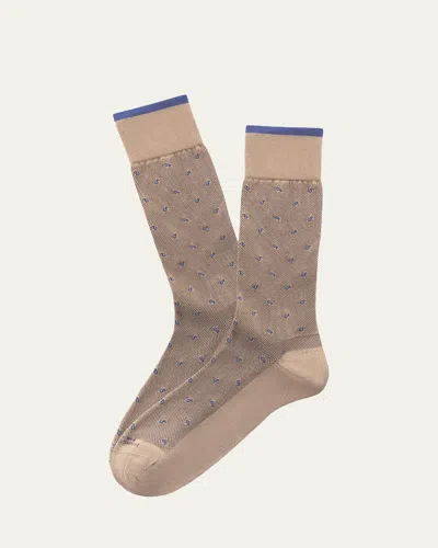Marcoliani Men's Modal-blend Paisley Crew Socks In Brown