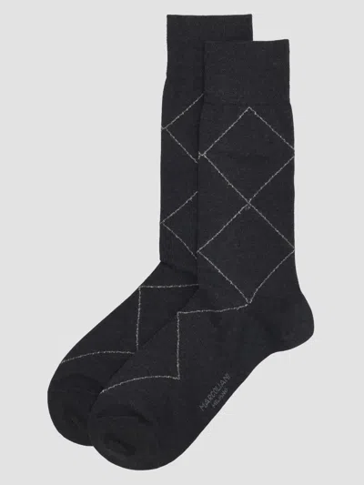 Marcoliani Men's Ombré Argyle Cotton-nylon Socks In Charcoal
