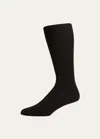 Marcoliani Men's Ribbed Cashmere Dress Socks In Black