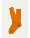Marcoliani Men's Solid Crew Socks In Orange