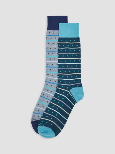 Marcoliani Men's Stripe Dots Cotton-nylon Socks 2-pack In Animal Print