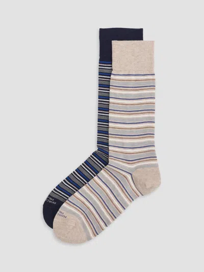 Marcoliani Men's Torino Striped Cotton-nylon Socks 2-pack In Neutral