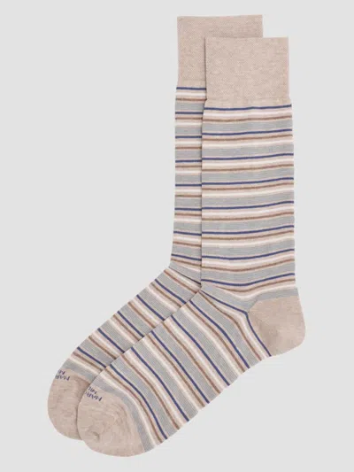 Marcoliani Men's Torino Striped Cotton-nylon Socks In Neutral