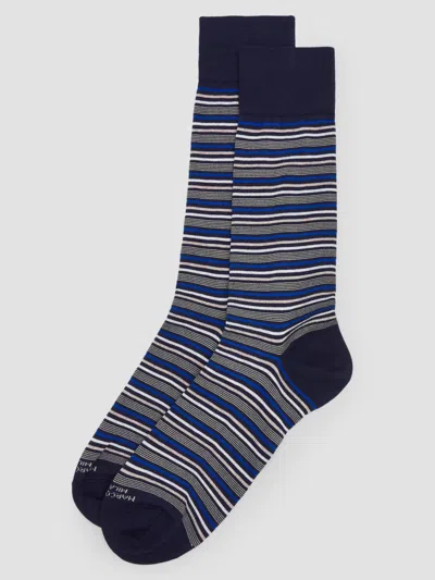 Marcoliani Men's Torino Striped Cotton-nylon Socks In Blue