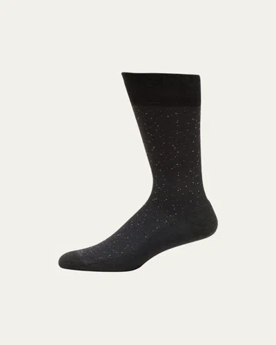 Marcoliani Men's Tweed Mid-calf Socks In Black