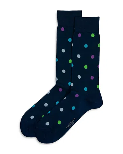 Marcoliani Multi Dot Crew Socks In Navy