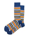 Marcoliani Rainbow Stripe Crew Socks In Blue/orange