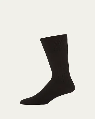 Marcoliani Rib-knit Cotton Socks In Brown