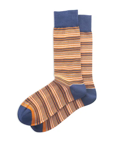 Marcoliani Simple Stripe Mid Calf Socks In Orange