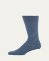Marcoliani Wool Dress Socks In Light Blue Denim