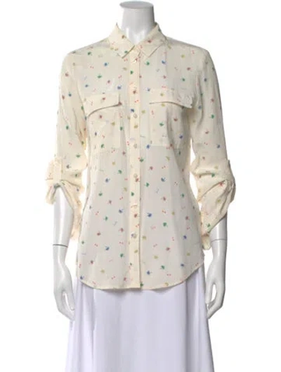 Pre-owned Marcs Silk Graphic Print Button-up Top In Neutral