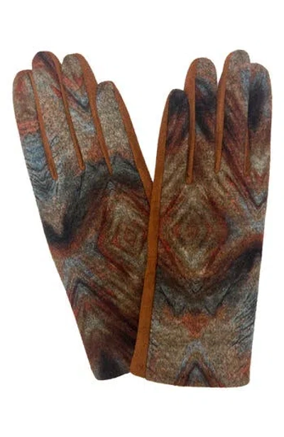 Marcus Adler Abstract Jersey Touchscreen Gloves In Brown