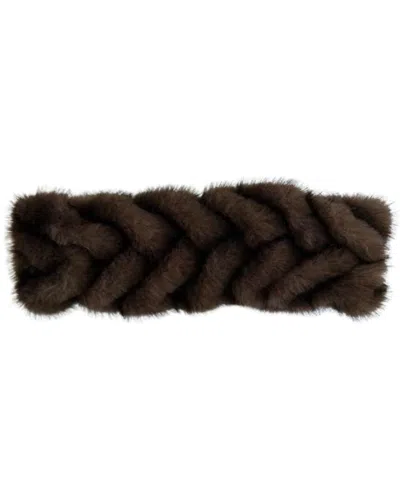 Marcus Adler Braided Faux Fur Headband In Brown