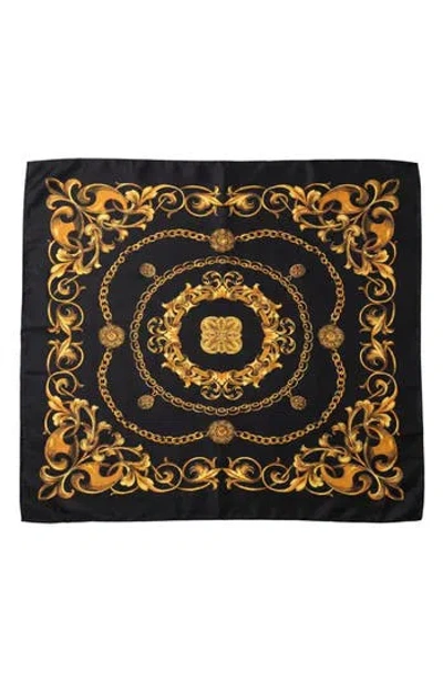 Marcus Adler Chain Print Satin Square Scarf In Black