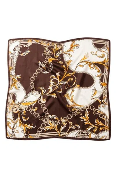 Marcus Adler Chain Print Satin Scarf In Brown