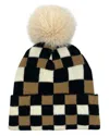 Marcus Adler Checkered Beanie With Pom In Black