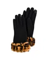 Marcus Adler Women's Paige Leopard-print Faux Fur Gloves In Black