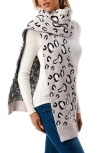 Marcus Adler Cheetah Print Cozy Scarf In Black