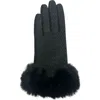 Marcus Adler Chevron Faux Fur Trim Gloves In Black