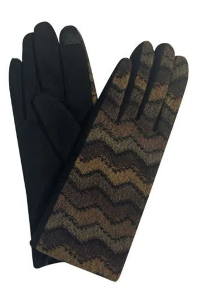 Marcus Adler Chevron Jersey Touchscreen Gloves In Black