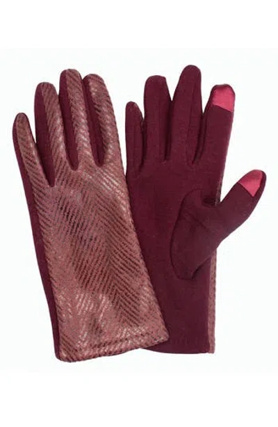 Marcus Adler Chevron Jersey Touchscreen Gloves In Burgundy