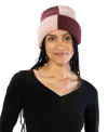 Marcus Adler Color Block Cuff Beanie In Burgundy