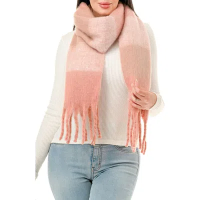 Marcus Adler Colorblock Fringe Scarf In Blush